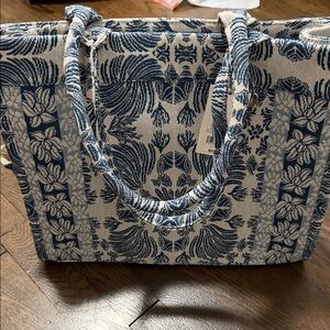 a new day Floral Blue and Cream Tote
